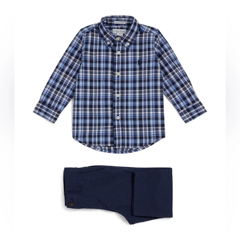 Ralph Lauren Checkered Shirt and Chinos Set